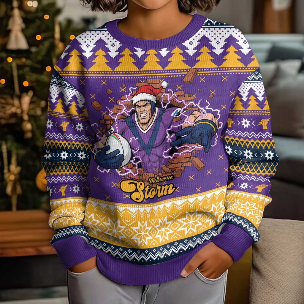 Melbourne Thunderbolt Santa Personalised Kid Ugly Christmas Sweater Christmas Rugby League Spirit - Aussie Hoodie