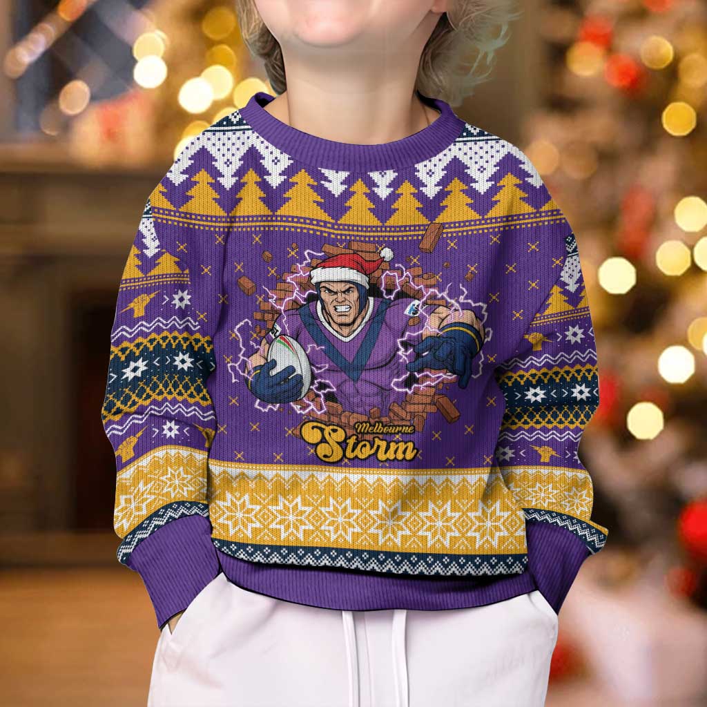 Melbourne Thunderbolt Santa Personalised Kid Ugly Christmas Sweater Christmas Rugby League Spirit - Aussie Hoodie