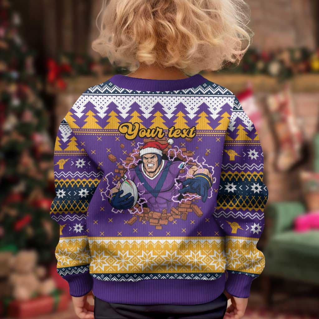 Melbourne Thunderbolt Santa Personalised Kid Ugly Christmas Sweater Christmas Rugby League Spirit - Aussie Hoodie