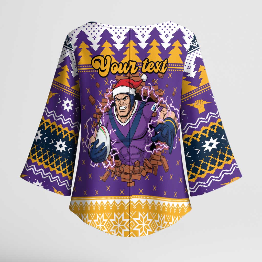 Melbourne Thunderbolt Santa Personalised Kimono Sleeve Blouse Christmas Rugby League Spirit - Aussie Hoodie