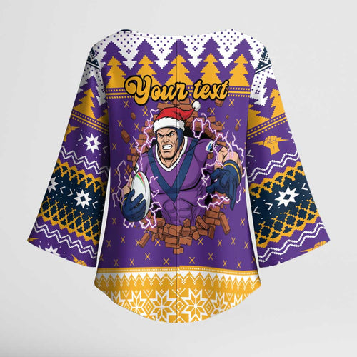 Melbourne Thunderbolt Santa Personalised Kimono Sleeve Blouse Christmas Rugby League Spirit - Aussie Hoodie