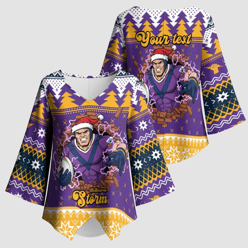 Melbourne Thunderbolt Santa Personalised Kimono Sleeve Blouse Christmas Rugby League Spirit - Aussie Hoodie