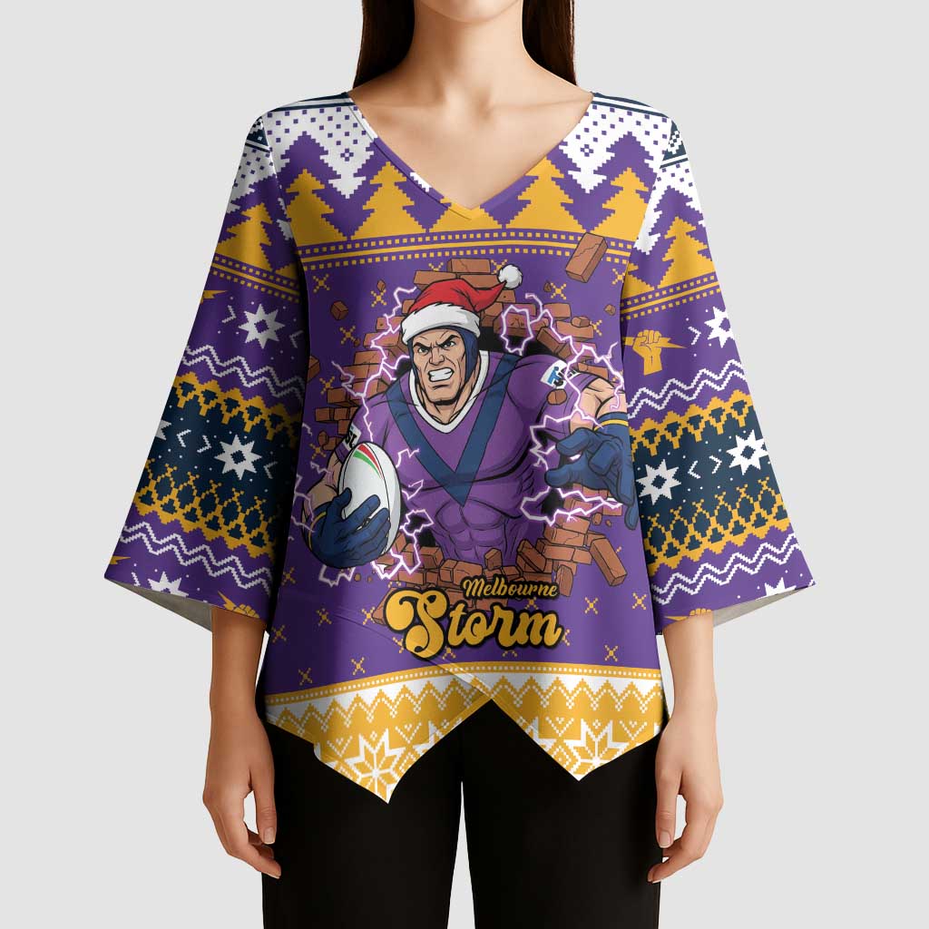 Melbourne Thunderbolt Santa Personalised Kimono Sleeve Blouse Christmas Rugby League Spirit - Aussie Hoodie