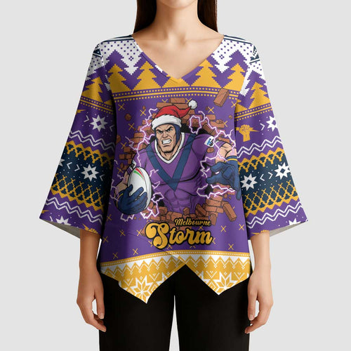 Melbourne Thunderbolt Santa Personalised Kimono Sleeve Blouse Christmas Rugby League Spirit - Aussie Hoodie