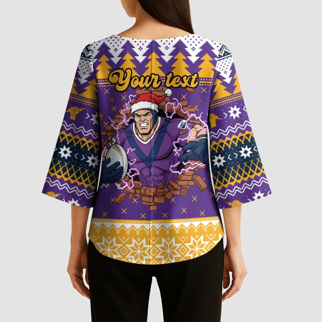 Melbourne Thunderbolt Santa Personalised Kimono Sleeve Blouse Christmas Rugby League Spirit - Aussie Hoodie