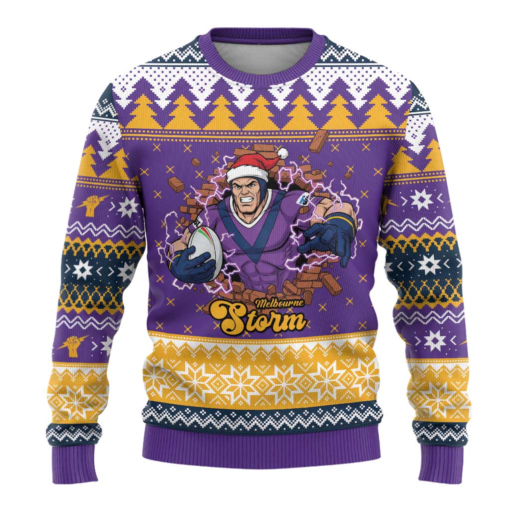 Melbourne Thunderbolt Santa Personalised Ugly Christmas Sweater Christmas Rugby League Spirit - Aussie Hoodie