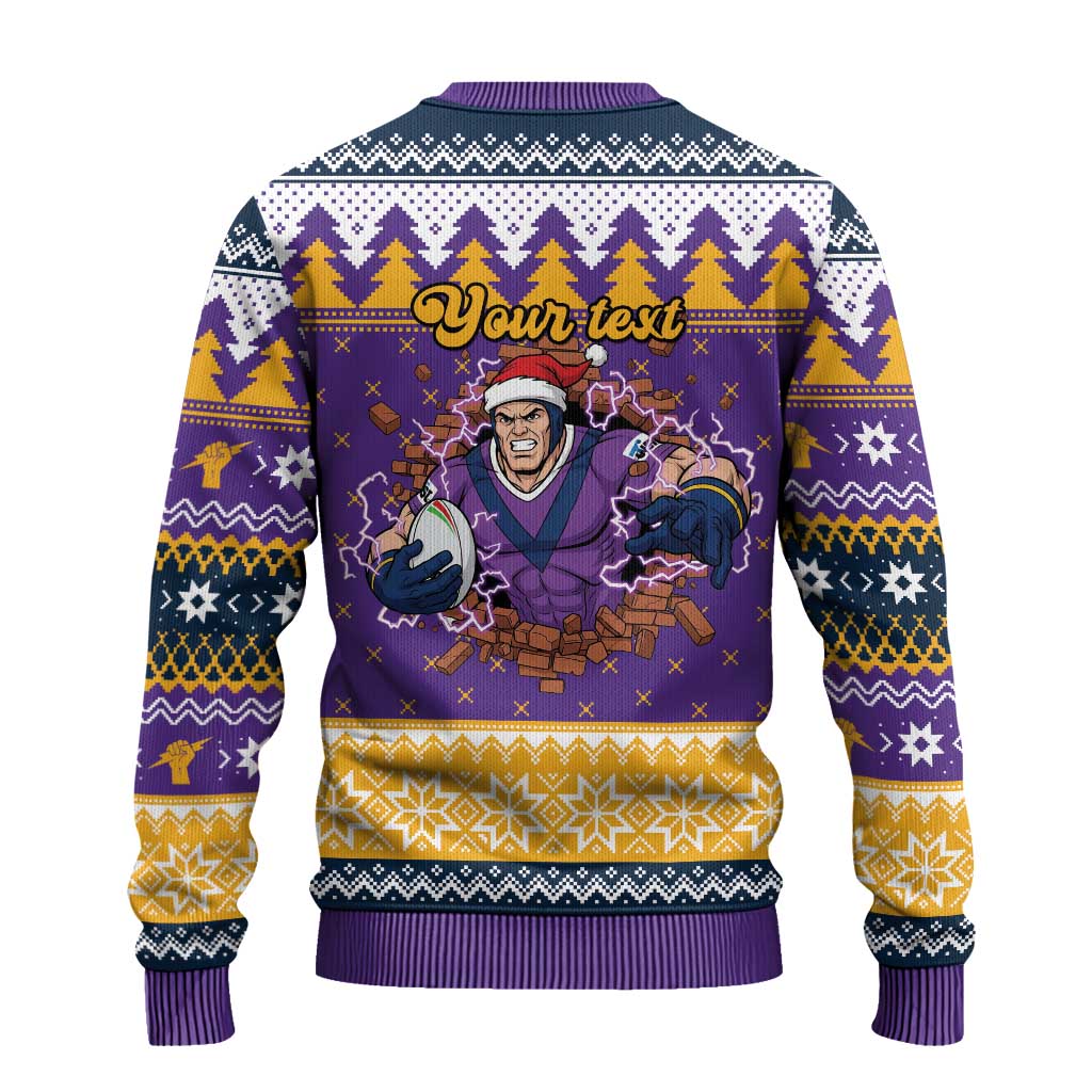 Melbourne Thunderbolt Santa Personalised Ugly Christmas Sweater Christmas Rugby League Spirit - Aussie Hoodie