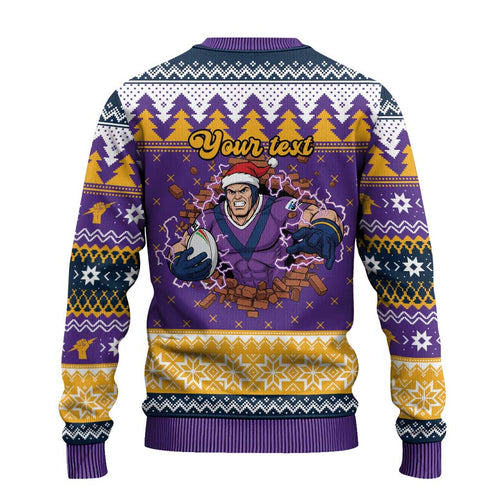 Melbourne Thunderbolt Santa Personalised Ugly Christmas Sweater Christmas Rugby League Spirit - Aussie Hoodie