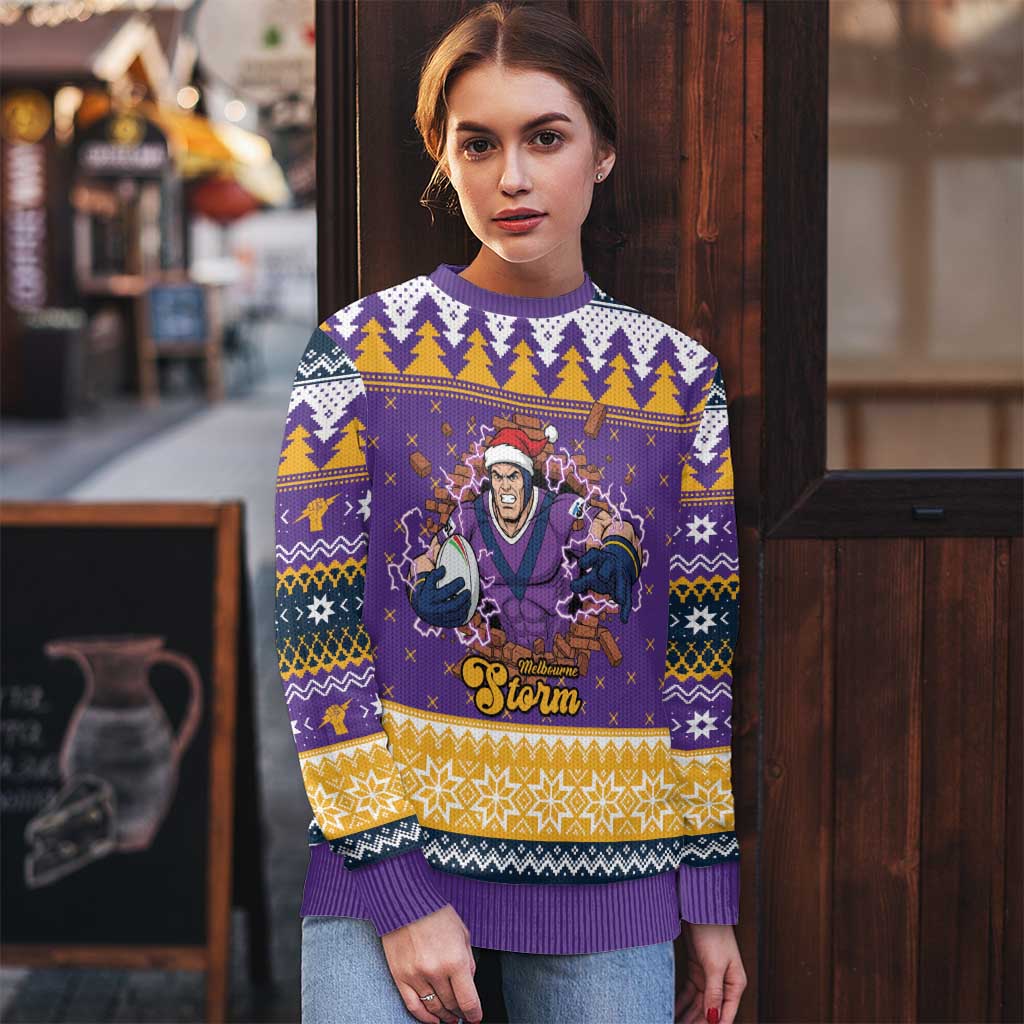 Melbourne Thunderbolt Santa Personalised Ugly Christmas Sweater Christmas Rugby League Spirit - Aussie Hoodie