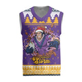 Melbourne Thunderbolt Santa Personalised Christmas Knitted V-Neck Vest Christmas Rugby League Spirit - Aussie Hoodie