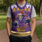Melbourne Thunderbolt Santa Personalised Christmas Knitted V-Neck Vest Christmas Rugby League Spirit - Aussie Hoodie