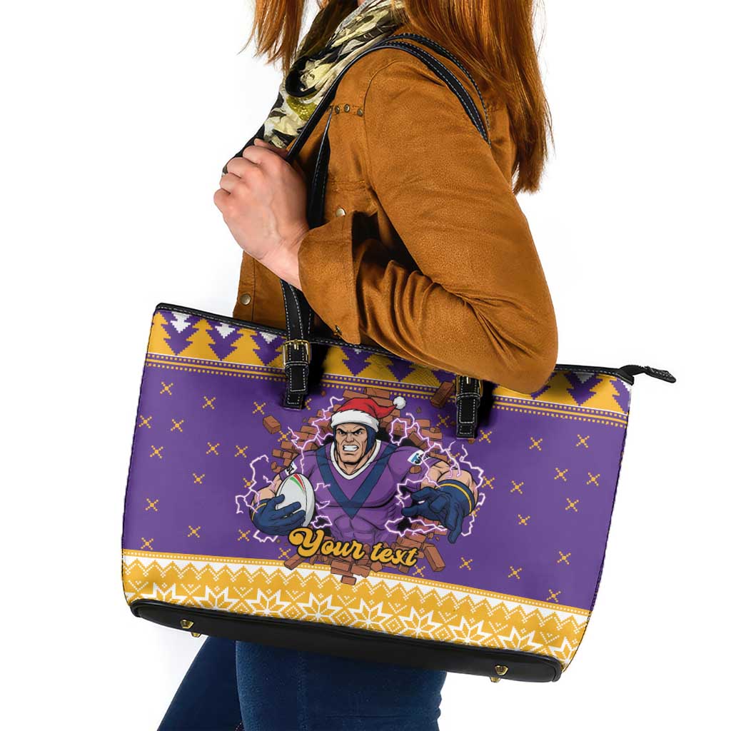 Melbourne Thunderbolt Santa Personalised Leather Tote Bag Christmas Rugby League Spirit - Aussie Hoodie
