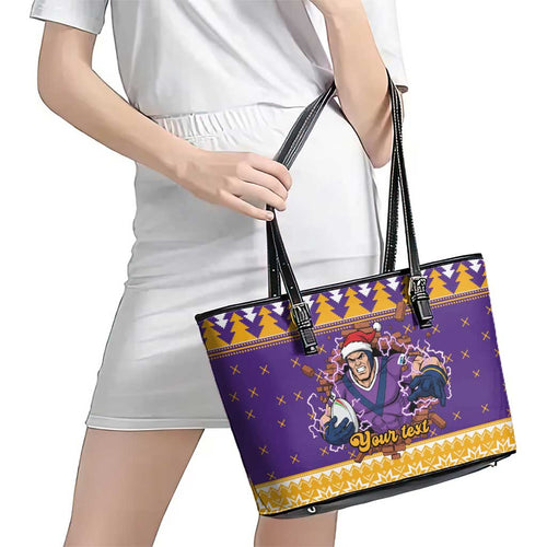 Melbourne Thunderbolt Santa Personalised Leather Tote Bag Christmas Rugby League Spirit - Aussie Hoodie