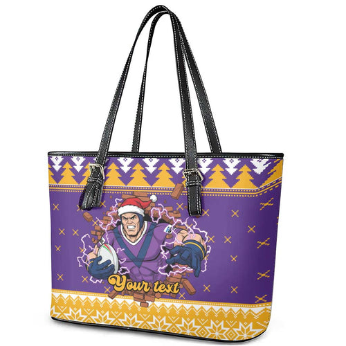 Melbourne Thunderbolt Santa Personalised Leather Tote Bag Christmas Rugby League Spirit - Aussie Hoodie