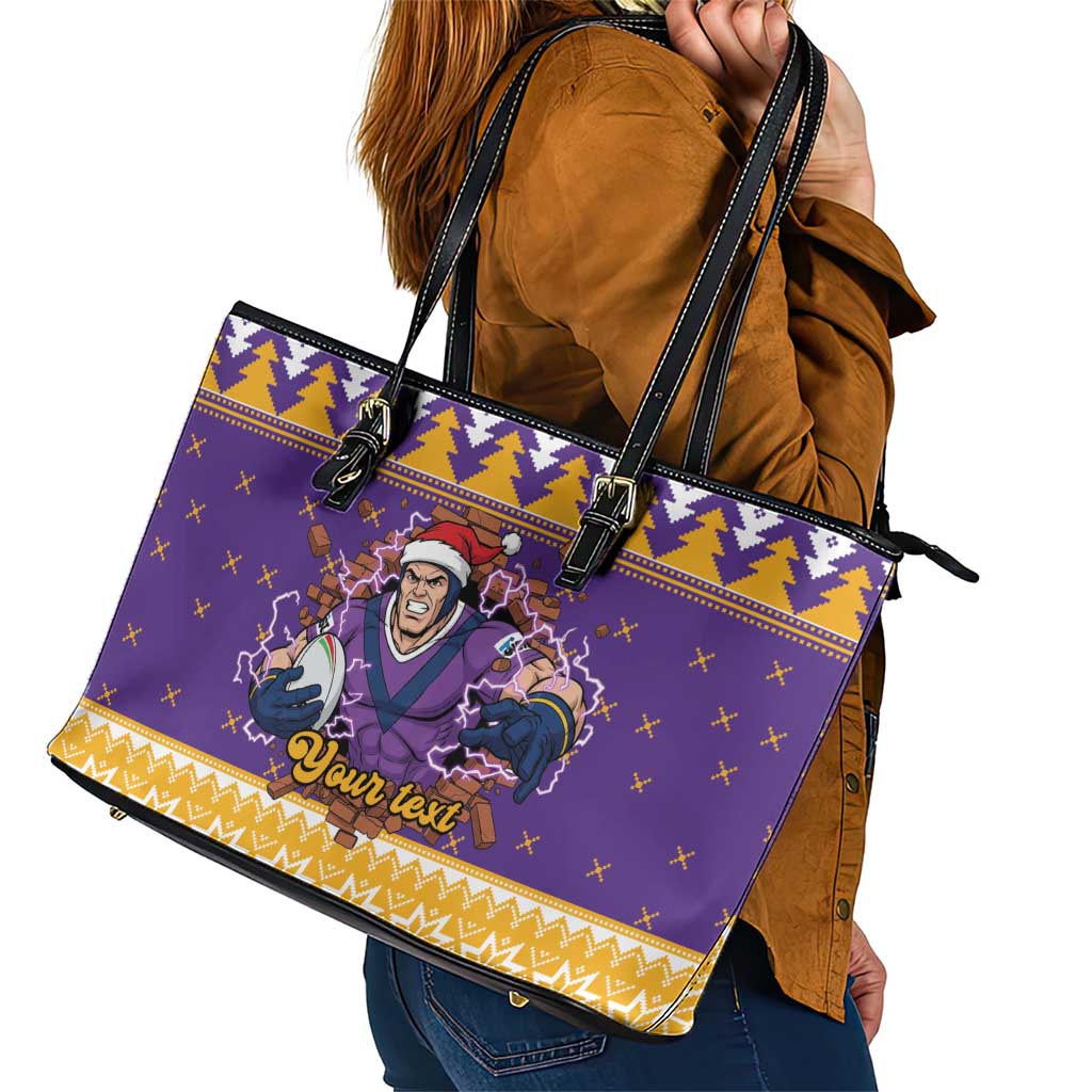 Melbourne Thunderbolt Santa Personalised Leather Tote Bag Christmas Rugby League Spirit - Aussie Hoodie
