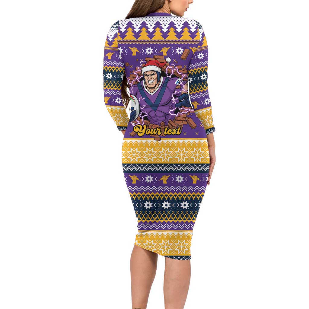 Melbourne Thunderbolt Santa Personalised Long Sleeve Bodycon Dress Christmas Rugby League Spirit - Aussie Hoodie