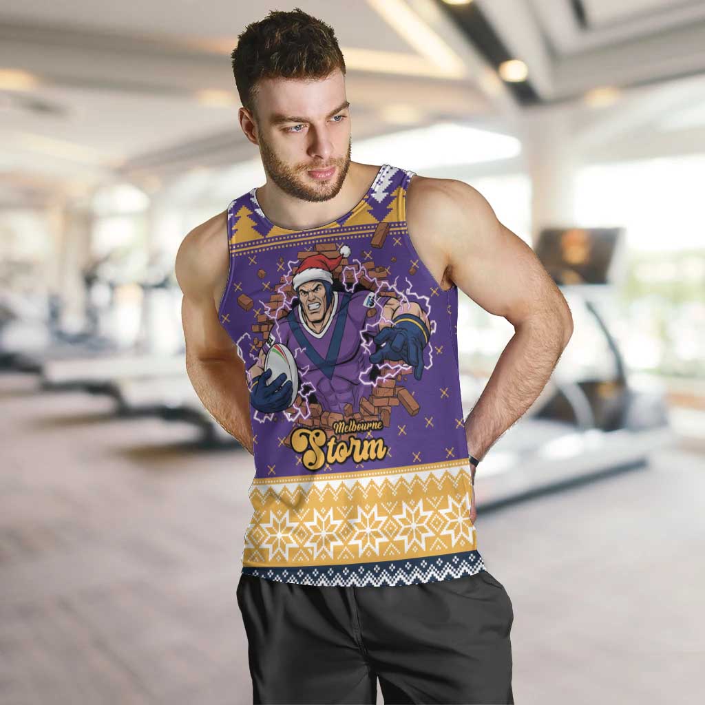 Melbourne Thunderbolt Santa Personalised Men Tank Top Christmas Rugby League Spirit - Aussie Hoodie
