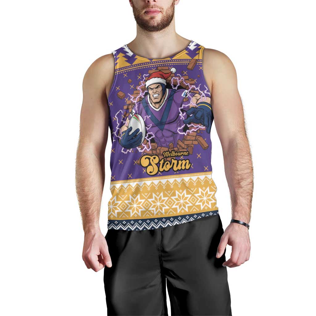 Melbourne Thunderbolt Santa Personalised Men Tank Top Christmas Rugby League Spirit - Aussie Hoodie