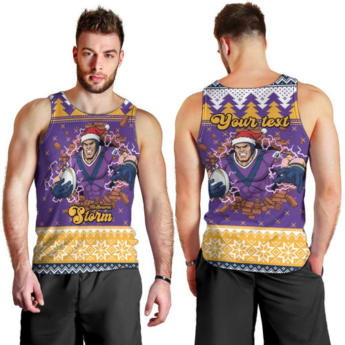 Melbourne Thunderbolt Santa Personalised Men Tank Top Christmas Rugby League Spirit - Aussie Hoodie