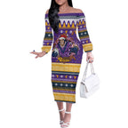 Melbourne Thunderbolt Santa Personalised Off The Shoulder Long Sleeve Dress Christmas Rugby League Spirit - Aussie Hoodie