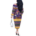 Melbourne Thunderbolt Santa Personalised Off The Shoulder Long Sleeve Dress Christmas Rugby League Spirit - Aussie Hoodie