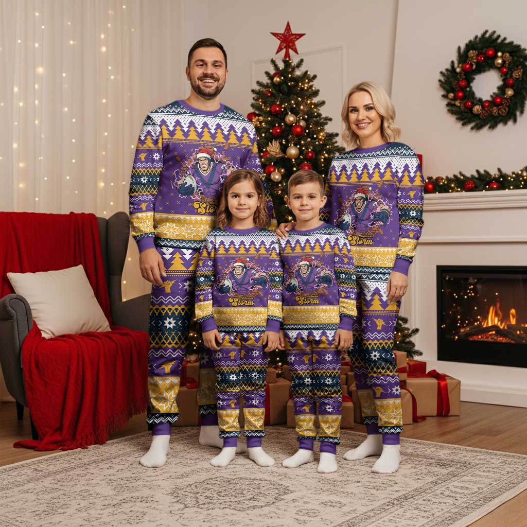 Melbourne Thunderbolt Santa Personalised Christmas Pajama Set Christmas Rugby League Spirit - Aussie Hoodie