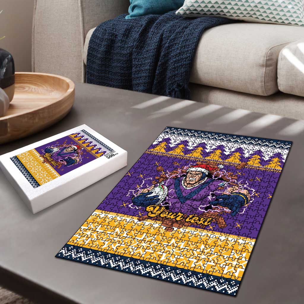 Melbourne Thunderbolt Santa Personalised Puzzle Christmas Rugby League Spirit - Aussie Hoodie