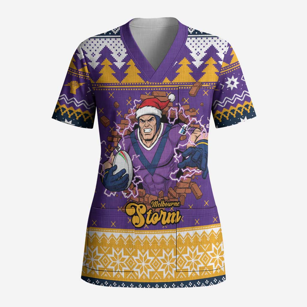 Melbourne Thunderbolt Santa Personalised Scrub Top Christmas Rugby League Spirit - Aussie Hoodie