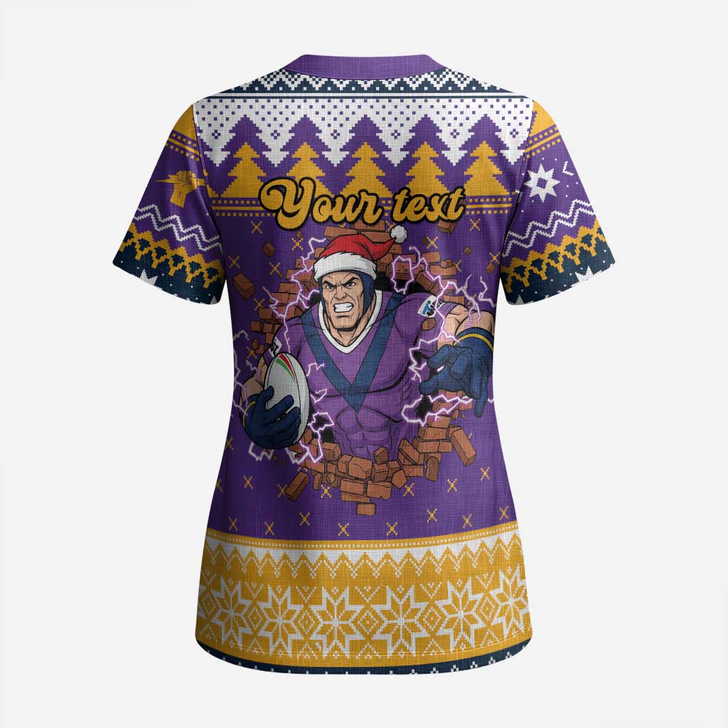 Melbourne Thunderbolt Santa Personalised Scrub Top Christmas Rugby League Spirit - Aussie Hoodie