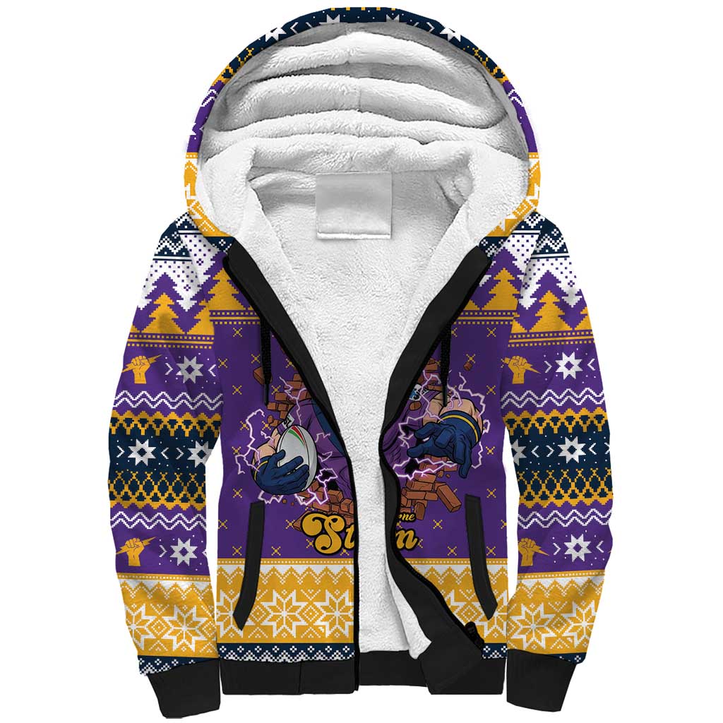 Melbourne Thunderbolt Santa Personalised Sherpa Hoodie Christmas Rugby League Spirit - Aussie Hoodie