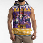Melbourne Thunderbolt Santa Personalised Sleeveless Hoodie Christmas Rugby League Spirit - Aussie Hoodie