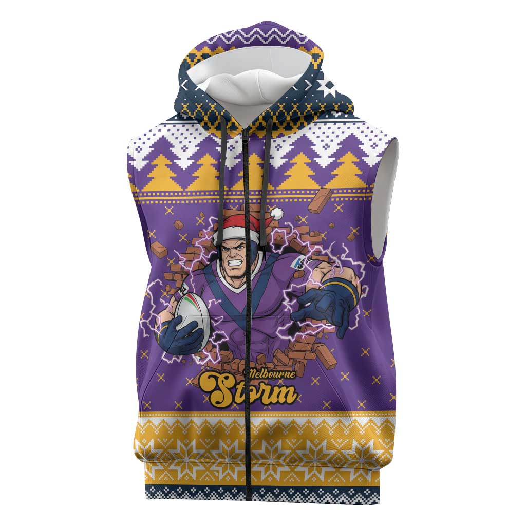 Melbourne Thunderbolt Santa Personalised Sleeveless Zip Hoodie Christmas Rugby League Spirit LT9