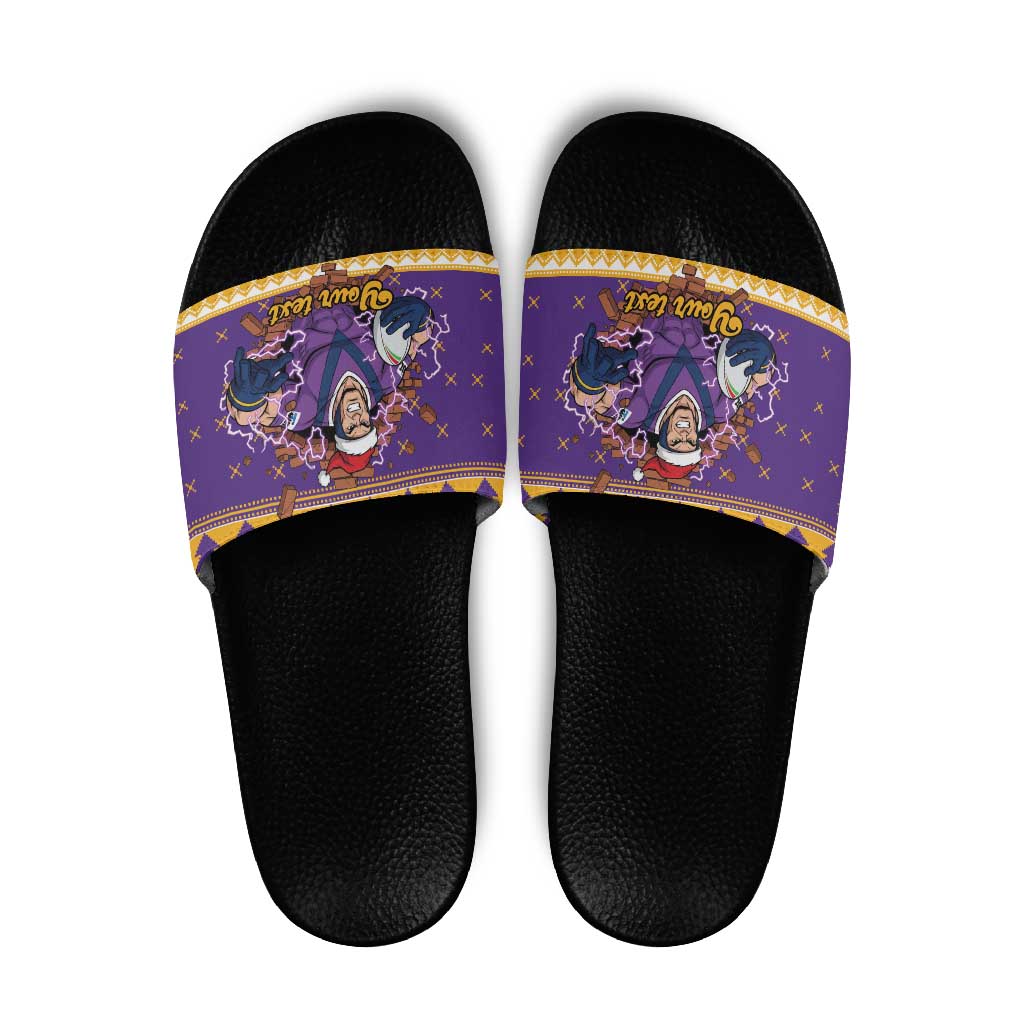 Melbourne Thunderbolt Santa Personalised Slide Sandals Christmas Rugby League Spirit - Aussie Hoodie