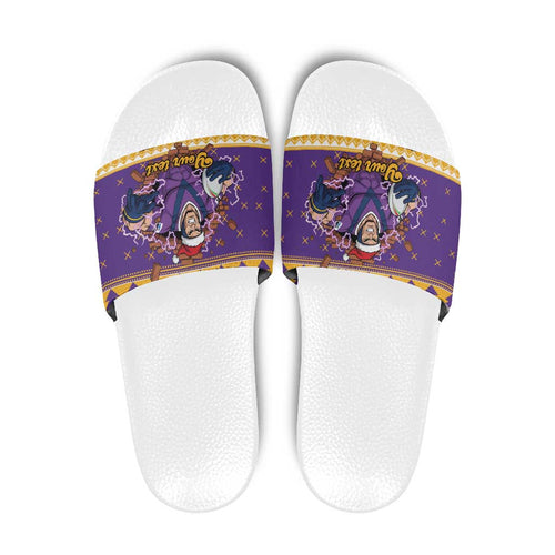 Melbourne Thunderbolt Santa Personalised Slide Sandals Christmas Rugby League Spirit - Aussie Hoodie