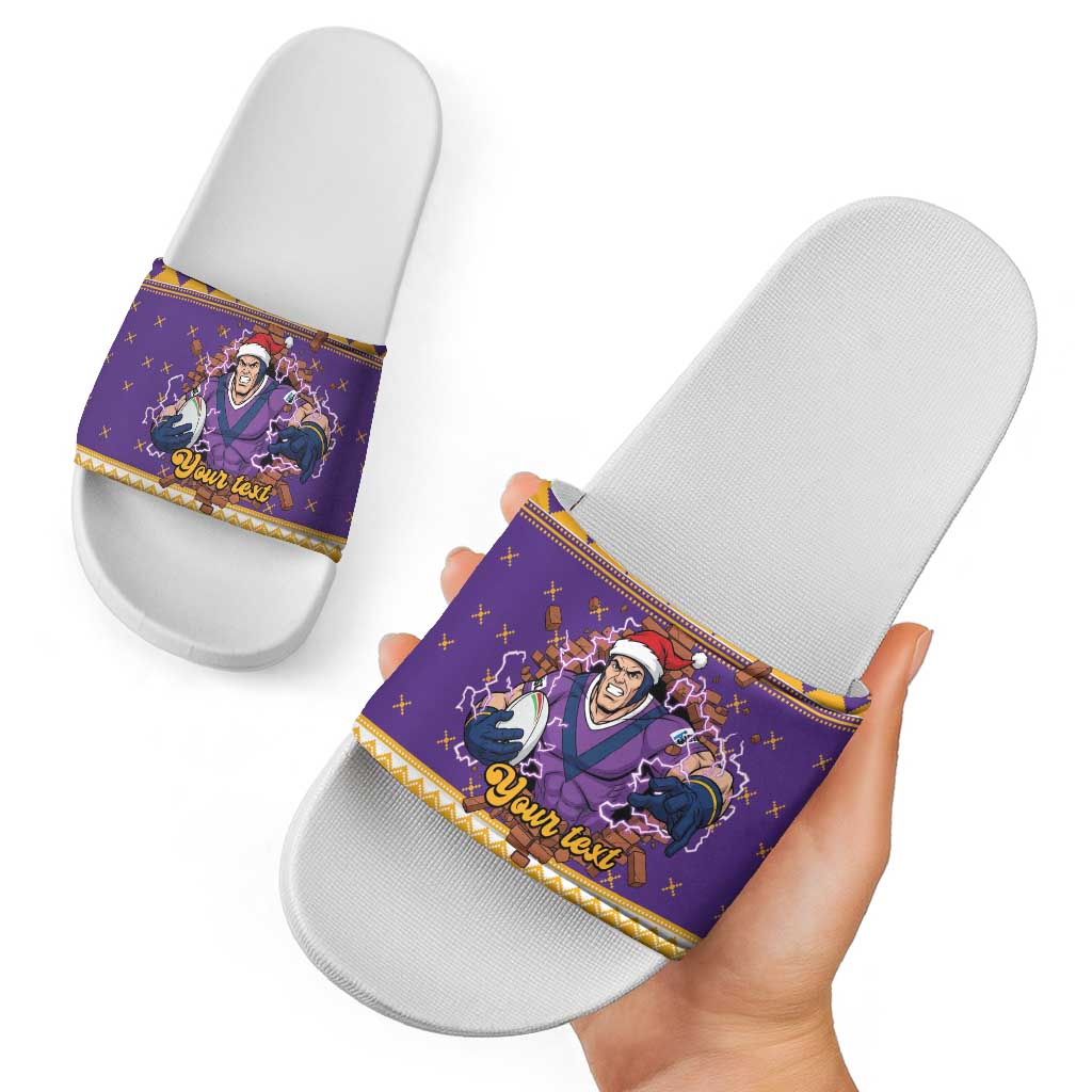 Melbourne Thunderbolt Santa Personalised Slide Sandals Christmas Rugby League Spirit - Aussie Hoodie