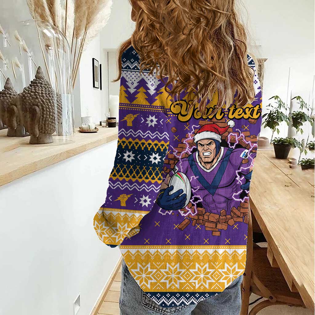 Melbourne Thunderbolt Santa Personalised Women Casual Shirt Christmas Rugby League Spirit - Aussie Hoodie