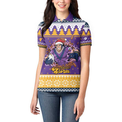 Melbourne Thunderbolt Santa Personalised Women Polo Shirt Christmas Rugby League Spirit - Aussie Hoodie