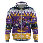 Melbourne Thunderbolt Santa Personalised Zip Hoodie Christmas Rugby League Spirit - Aussie Hoodie