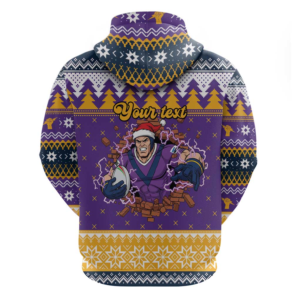Melbourne Thunderbolt Santa Personalised Zip Hoodie Christmas Rugby League Spirit - Aussie Hoodie
