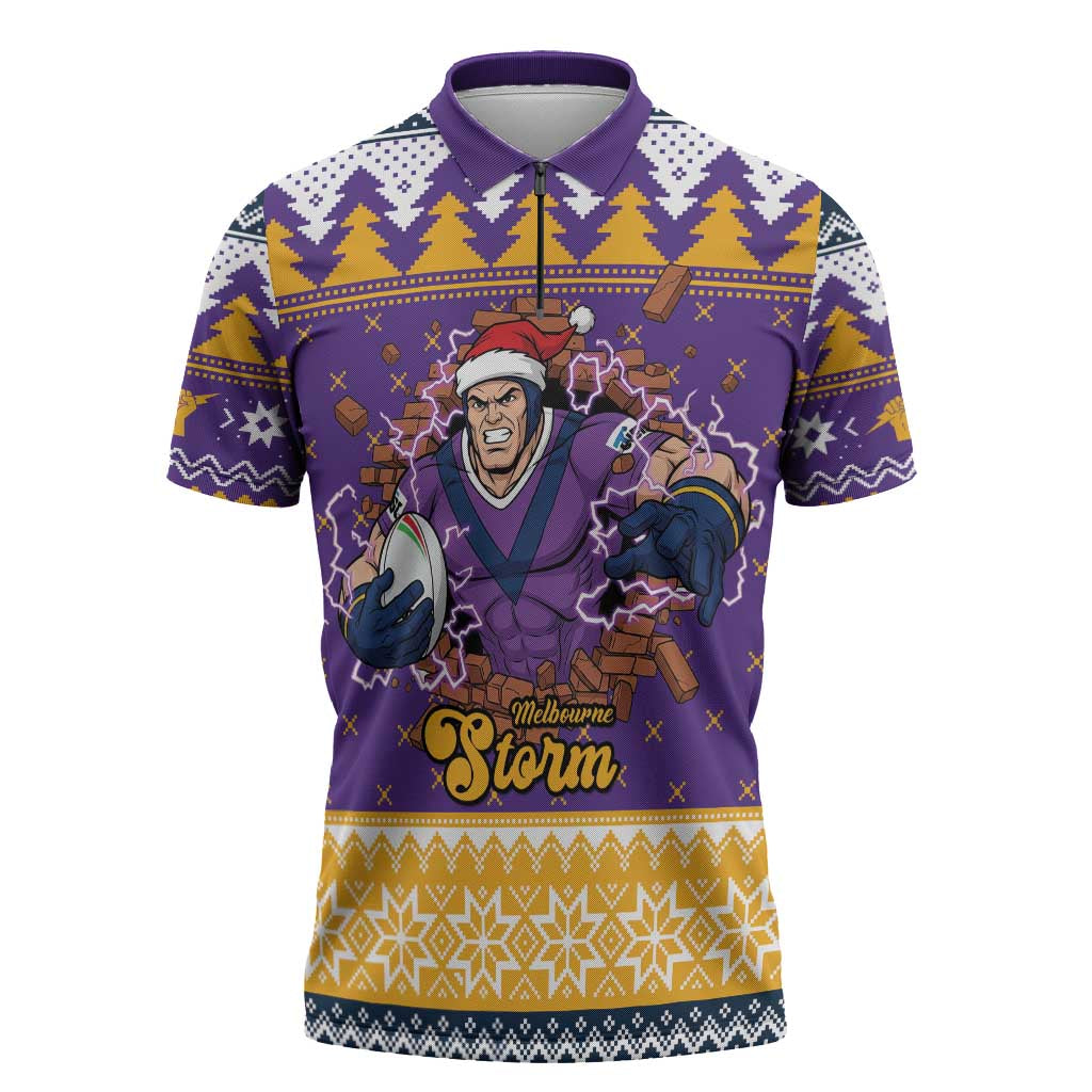 Melbourne Thunderbolt Santa Personalised Zipper Polo Shirt Christmas Rugby League Spirit - Aussie Hoodie