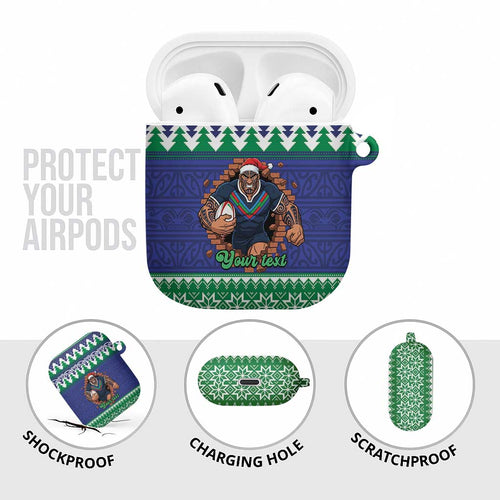 Merry Haka Warriors Personalised AirPods Case Christmas Rugby League Spirit - Aussie Hoodie