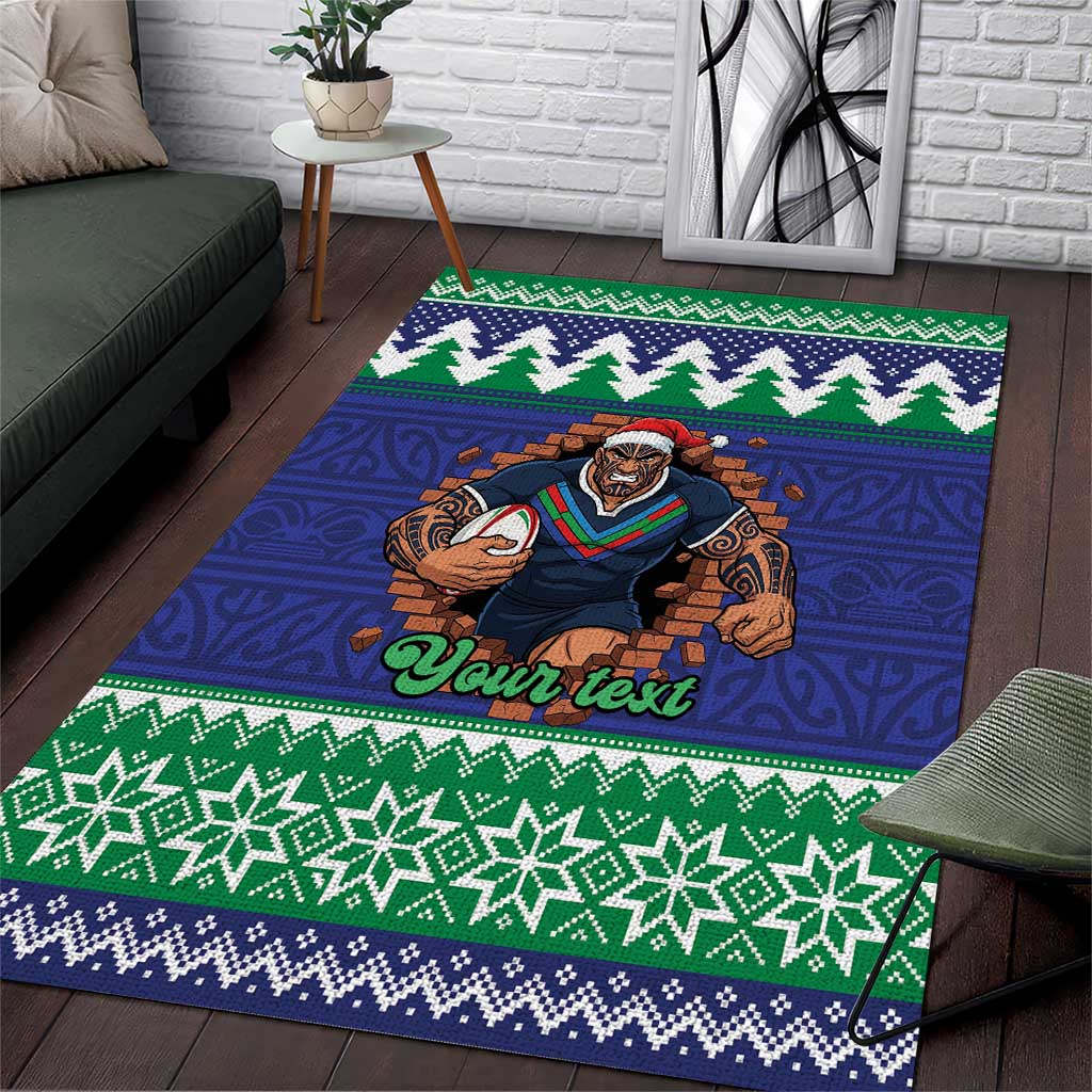 Merry Haka Warriors Personalised Area Rug Christmas Rugby League Spirit - Aussie Hoodie