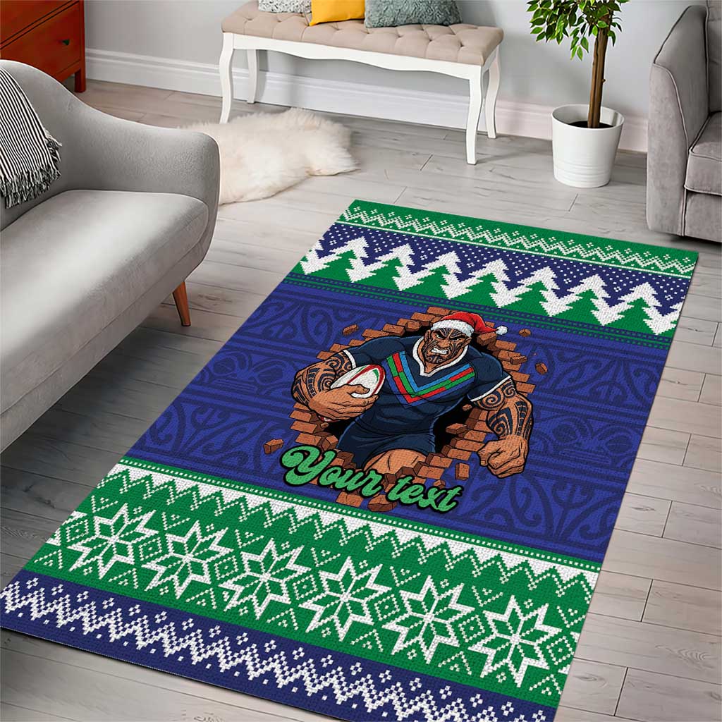 Merry Haka Warriors Personalised Area Rug Christmas Rugby League Spirit - Aussie Hoodie