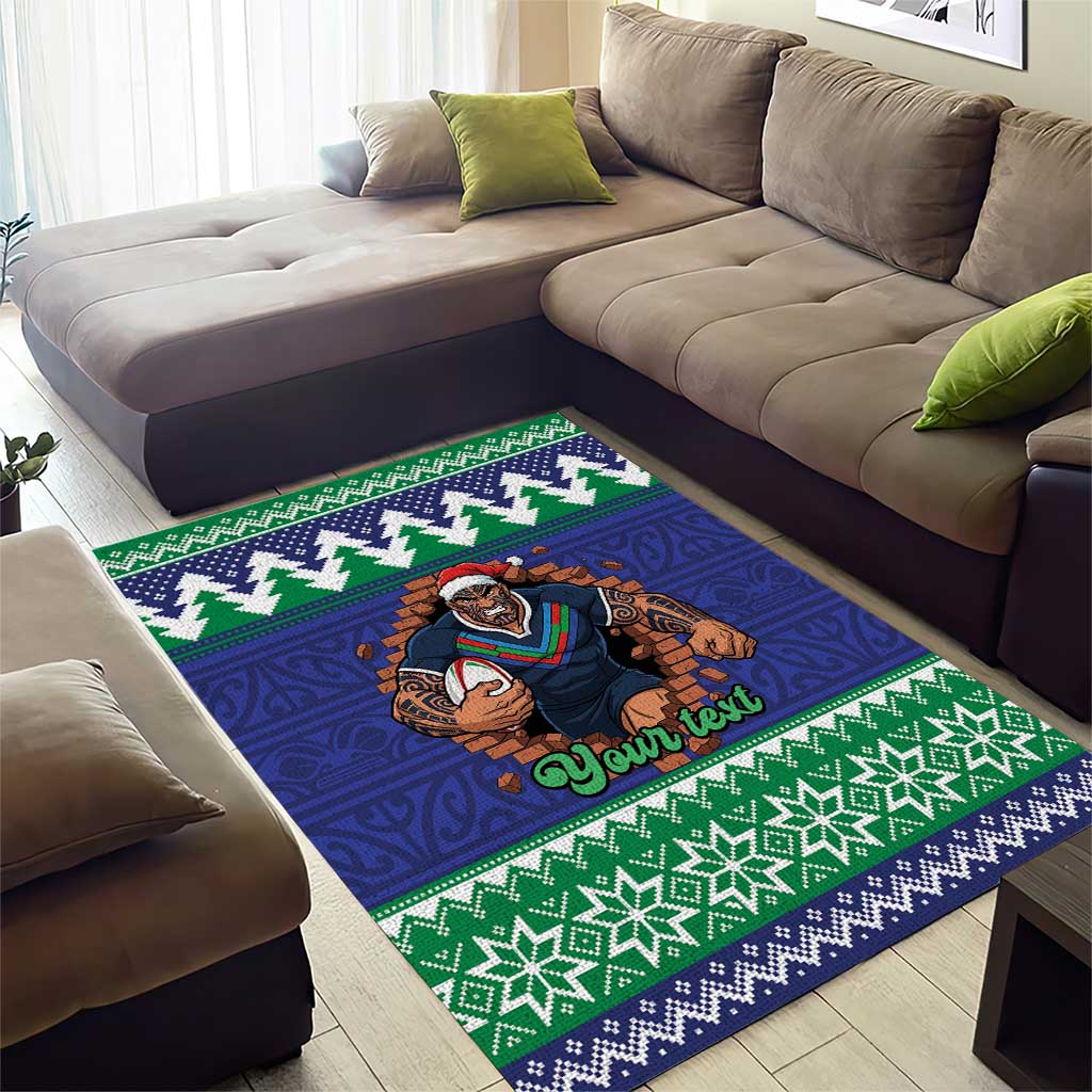 Merry Haka Warriors Personalised Area Rug Christmas Rugby League Spirit - Aussie Hoodie