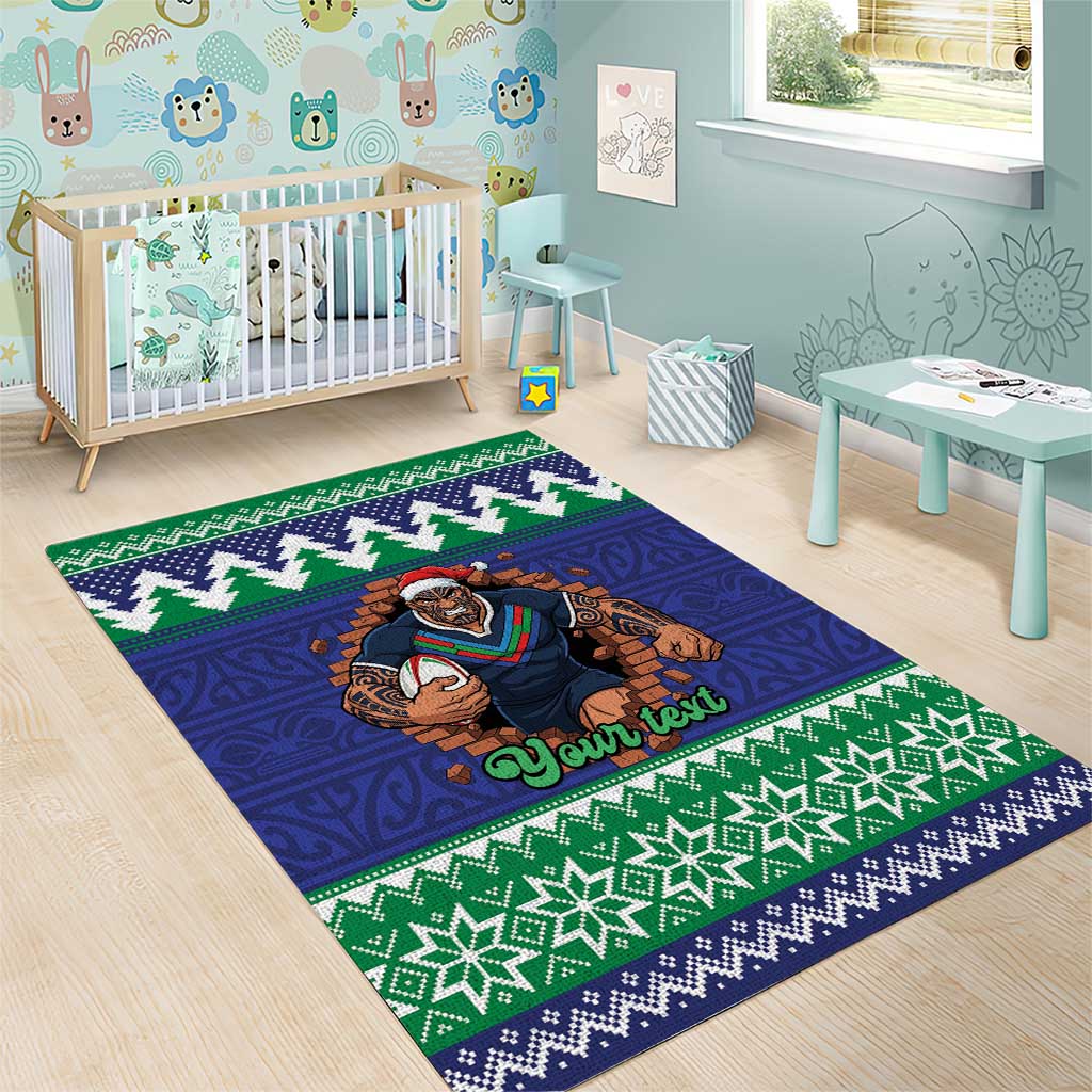 Merry Haka Warriors Personalised Area Rug Christmas Rugby League Spirit - Aussie Hoodie