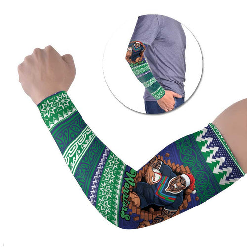 Merry Haka Warriors Personalised Arm Sleeves Christmas Rugby League Spirit - Aussie Hoodie