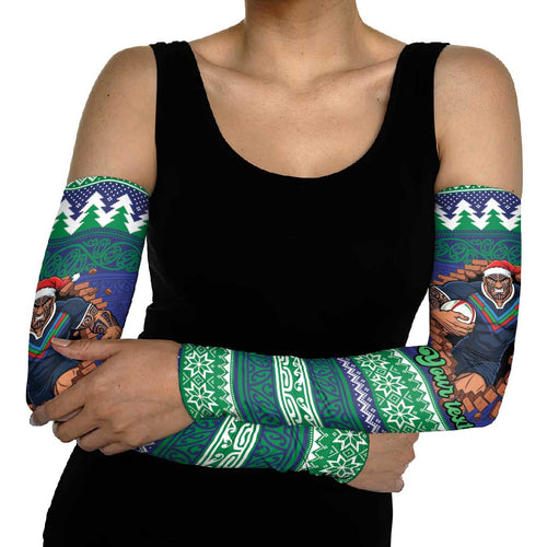 Merry Haka Warriors Personalised Arm Sleeves Christmas Rugby League Spirit - Aussie Hoodie