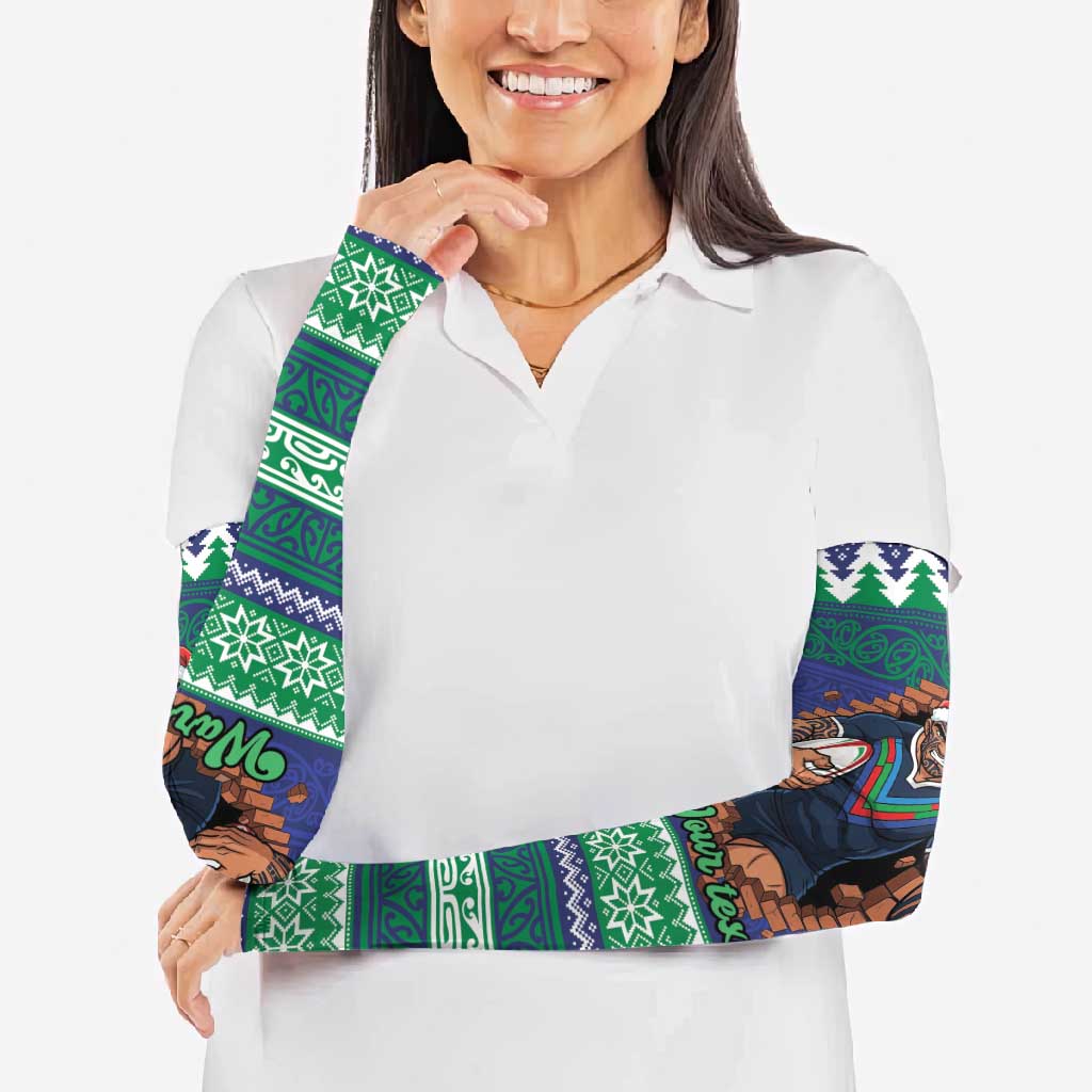 Merry Haka Warriors Personalised Arm Sleeves Christmas Rugby League Spirit - Aussie Hoodie