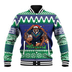 Merry Haka Warriors Personalised Baseball Jacket Christmas Rugby League Spirit - Aussie Hoodie