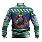 Merry Haka Warriors Personalised Baseball Jacket Christmas Rugby League Spirit - Aussie Hoodie